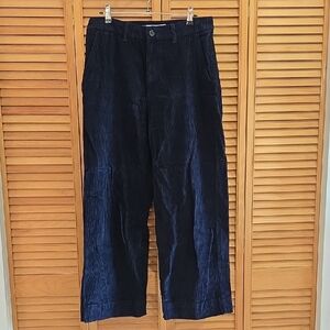 Old Navy Women's Dark Blue Corduroy Pants High Waist Wide Leg